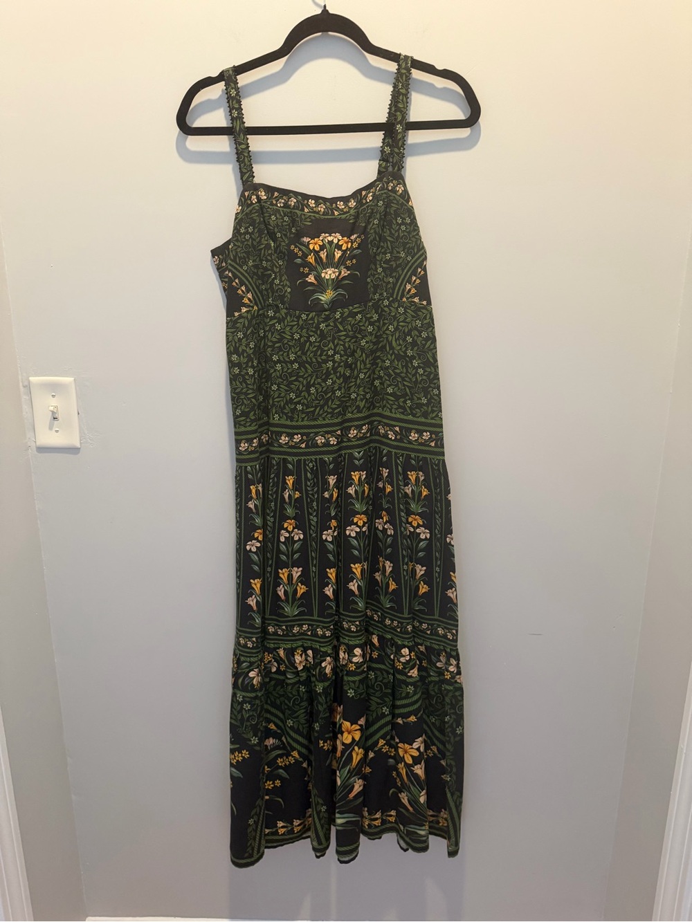 FARM Rio Flowers Arch Back Dark Green Maxi Dress with Yellow Floral Print - Picture 6 of 11